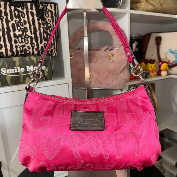 Coach Poppy Pink Storypatch Groovy Shoulder Bag